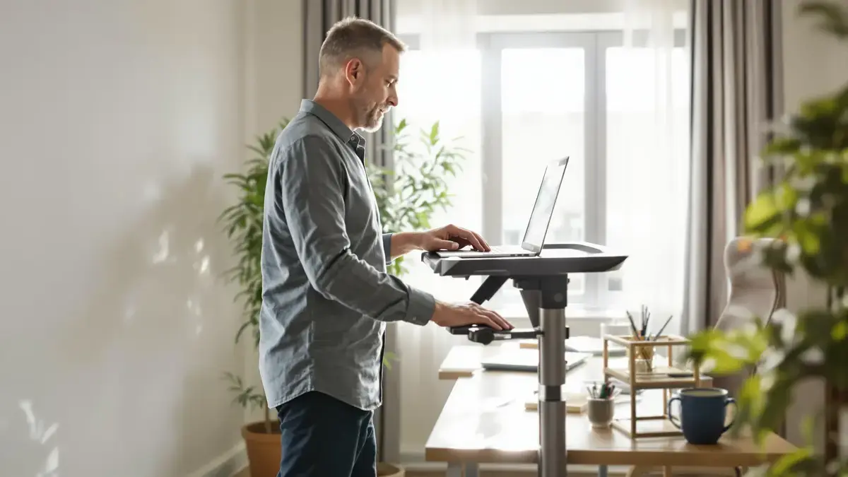 Een eenvoudige aanpassing aan uw zit-sta bureau kan de gezondheid van uw werkdagen verbeteren